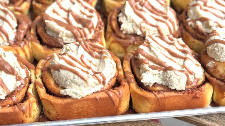 Rows of brown sugar cinnamon rolls