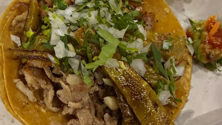 Close up on taco from Los Cocuyos.