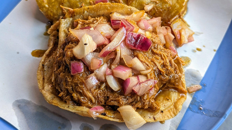 Close up on taco from El Turix.