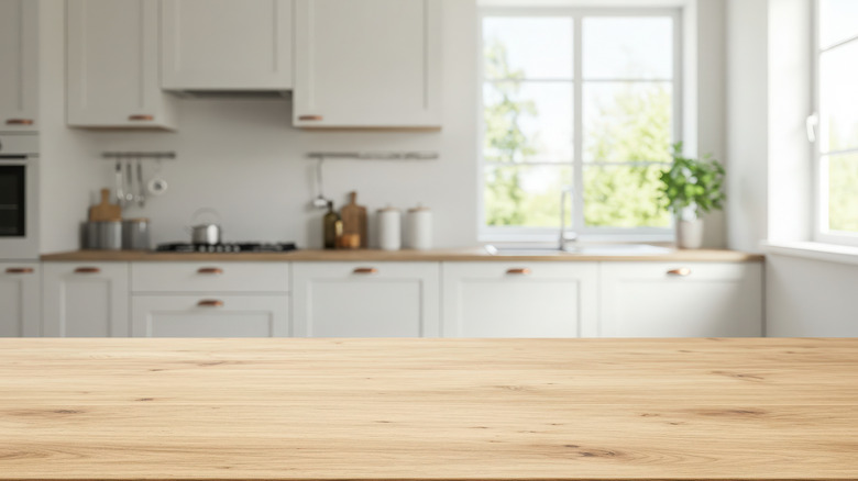 clear counter in a minimalist kitchen