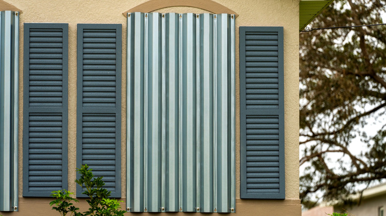 hurricane shutters installed on a home