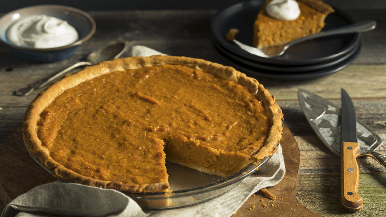 Homemade sweet potato pie, fresh out of the oven
