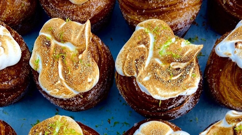 Pastries topped with meringue at SakuSaku Flakerie