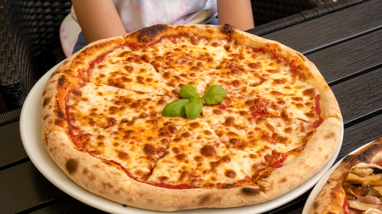 cheese pizza pie on wooden table