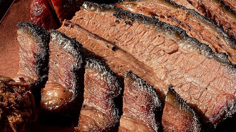 Slices of brisket and burnt tips