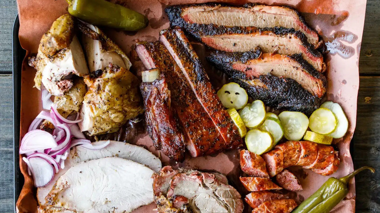 A full plate of smoked meat