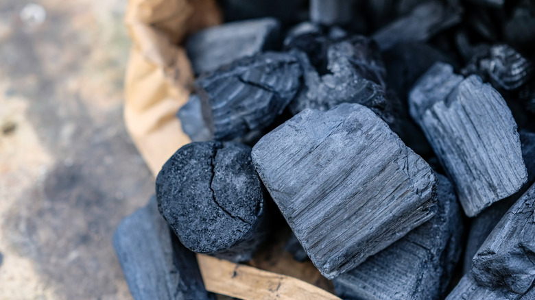 lump charcoal in paper bag