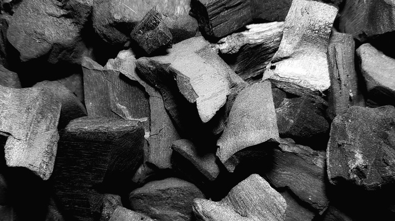 black charcoal close up