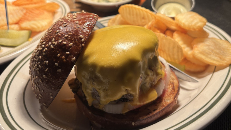 The cheeseburger and cottage fries from Eebee's Corner Bar