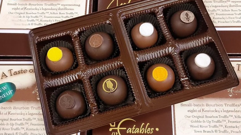 Chocolate truffles in box