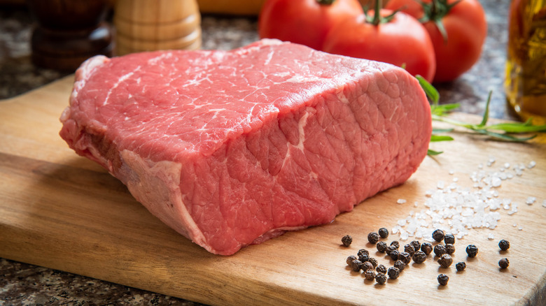 Bottom round roast, salt, pepper