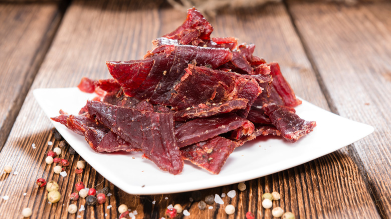 plate of beef jerky