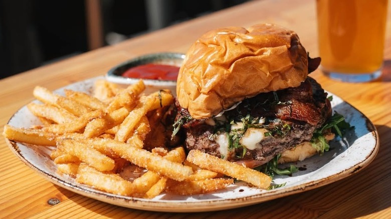 Burger and fries at Rustic Goat in Anchorage