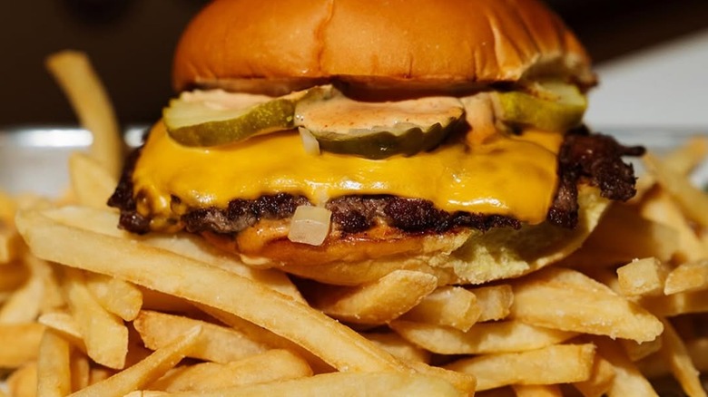 Burger and fries at C Burger in Boulder, Colorado