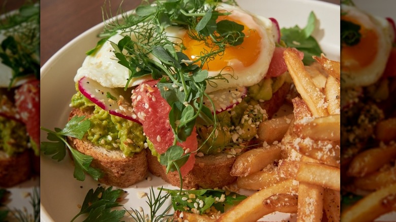 Egg sandwich and fries at Marigold in Louisville