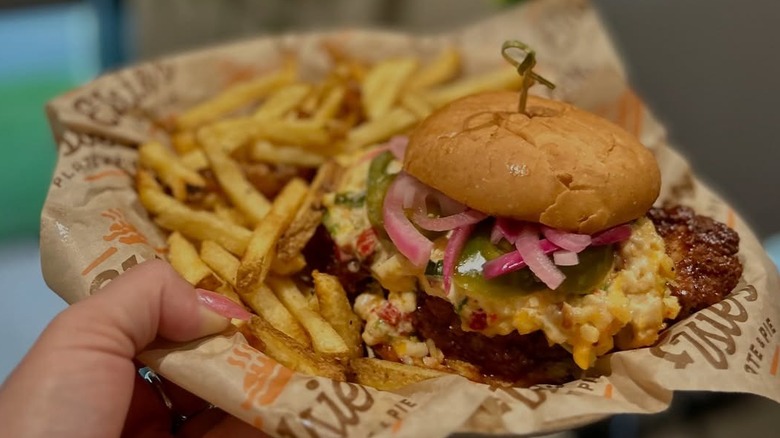 Burger and fries at Elsie's Plate and Pie in Louisiana