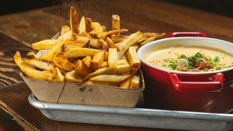 Crawfish fondue fries at Lou's Full Serv in Mississippi