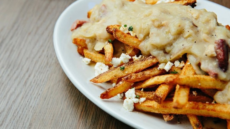 Clam chowder fries at Darling Oyster Bar in Charleston, SC