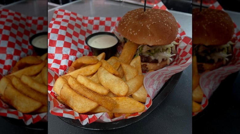 Burger and fry basket from 2 Doors Down in Wyoming