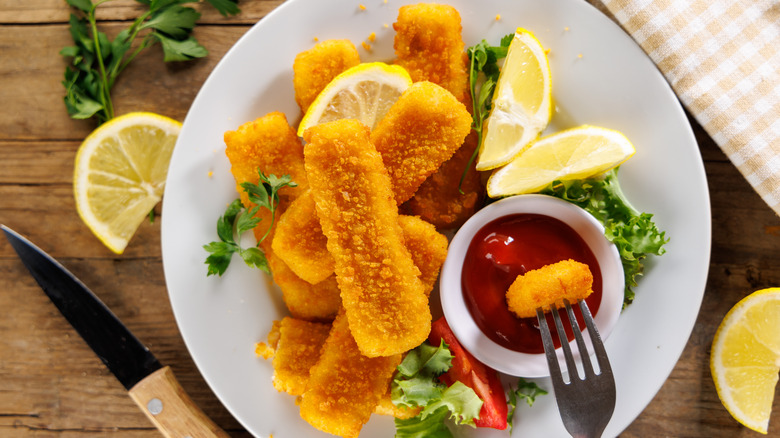 fish sticks on a salad