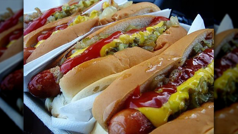 Hot dogs with assorted toppings