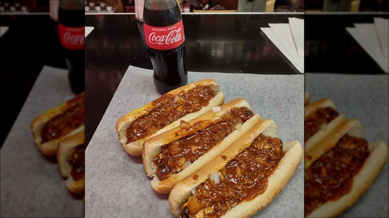A line of three Carolina dogs