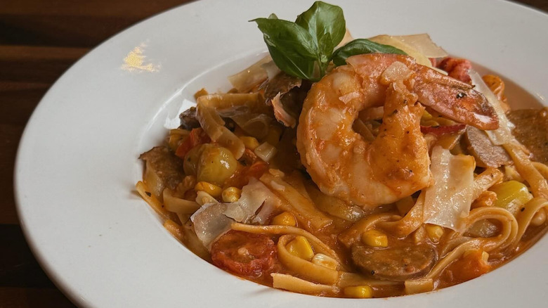 A platre of seafood pasta at R Wine Bar & Kitchen in Sioux Falls