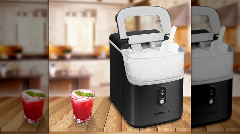 Frigidaire ice maker on white background