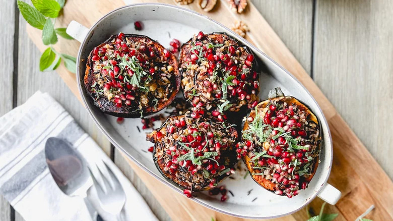 Wild Rice And Walnut-Stuffed Acorn Squash