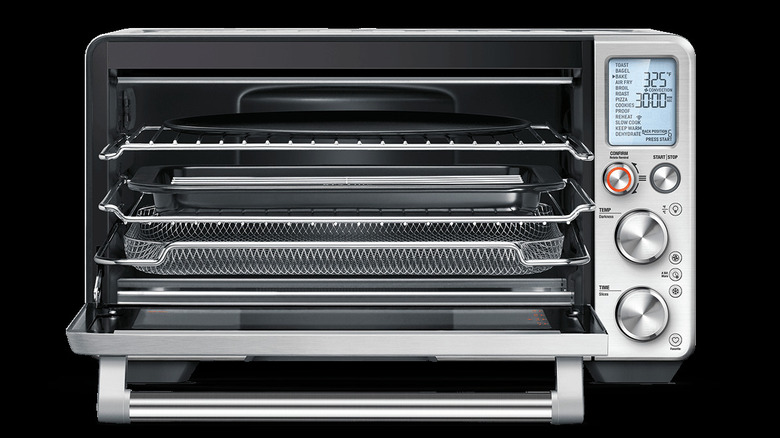 A Breville Joule Toaster Oven against a black background