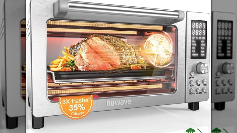 A close up of a Nuwave Toaster Oven against a white background
