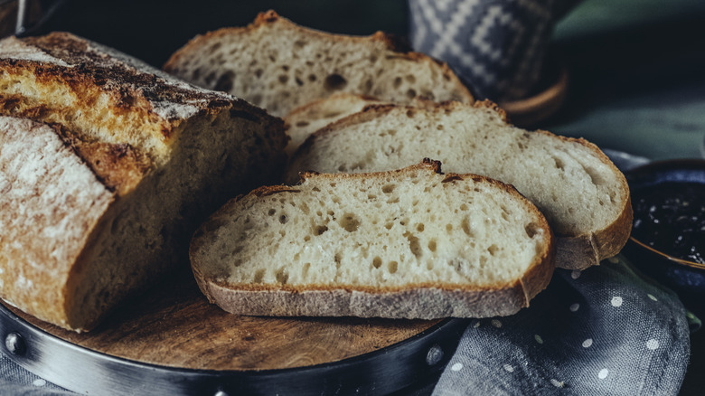 sliced sourdough loaf