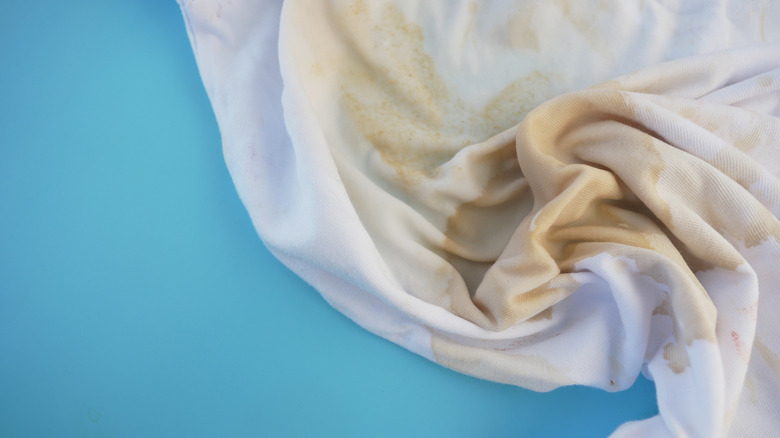 coffee stains on a kitchen towel