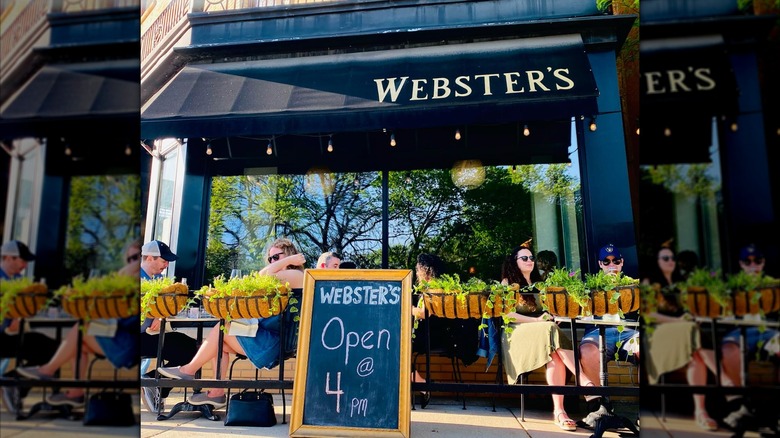 Exterior of Webster's Wine Bar, including outdoor patio