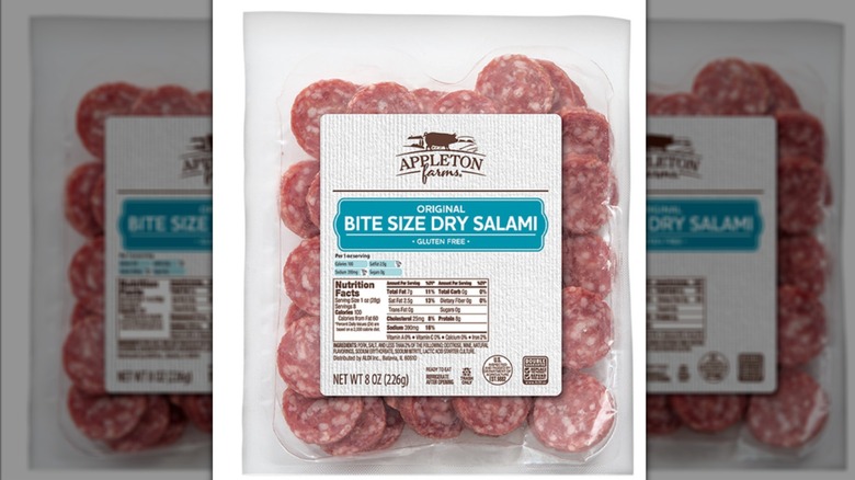 Appleton Farms original bite-sized salami on white background