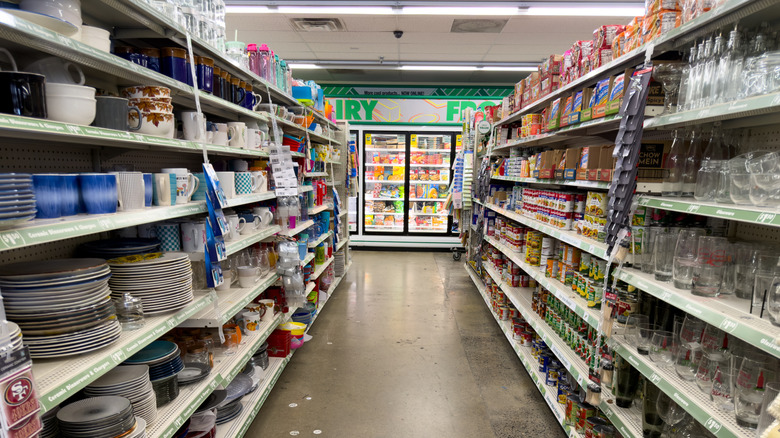 Dollar Tree kitchenware aisles.