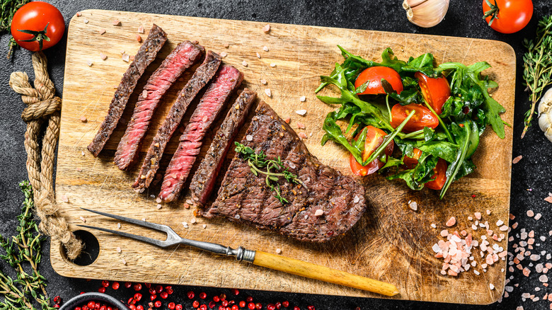 Rump steak on cutting board