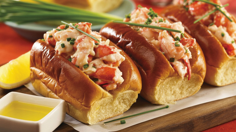 A tray of lobster rolls.