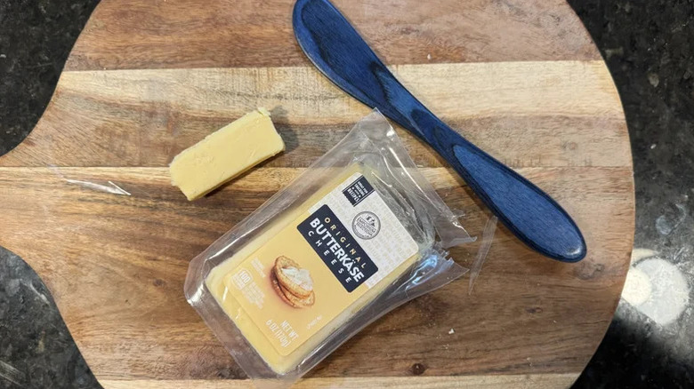Aldi original Butterkäse cheese on a board