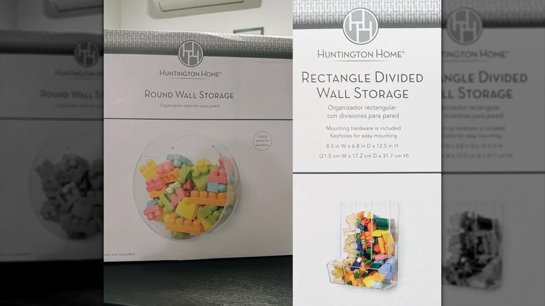 The box of a Huntington Homes acrylic wall mounted storage bin