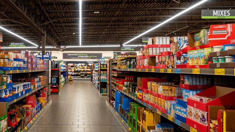 the mixes aisle at an aldi