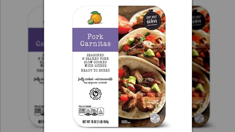 Aldi pork carnitas on a white container