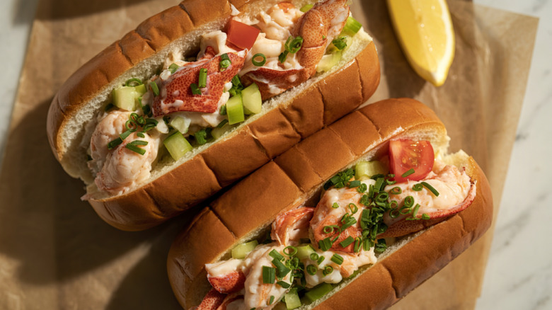 Two lobster rolls