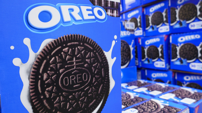 Boxes of Oreo cookies at a Costco
