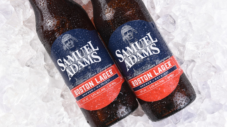 Two bottle of Samuel Adams Boston Lager on ice
