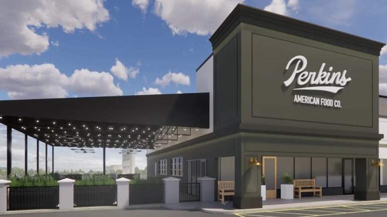 Outside of a rebranded Perkins American Food Co. restaurant