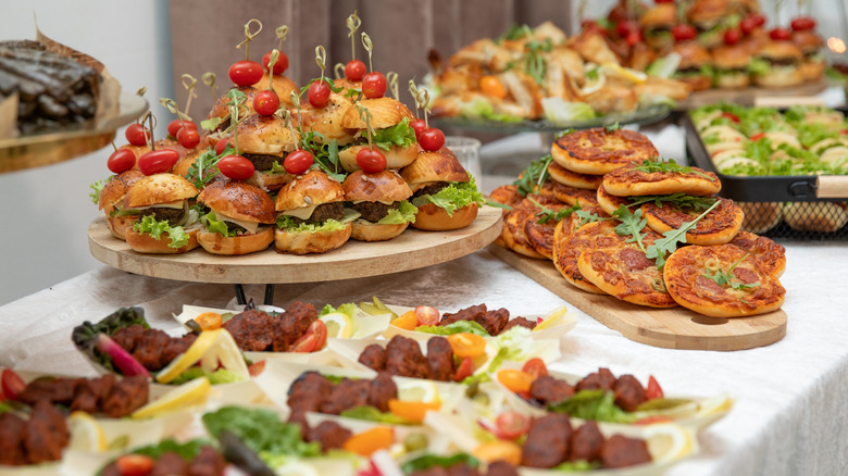 Appetizers on a large table