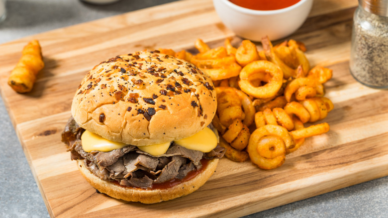 Roast beef sandwich with fries