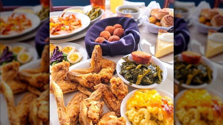 Table full of Southern foods from Mary Mac's Tea Room.