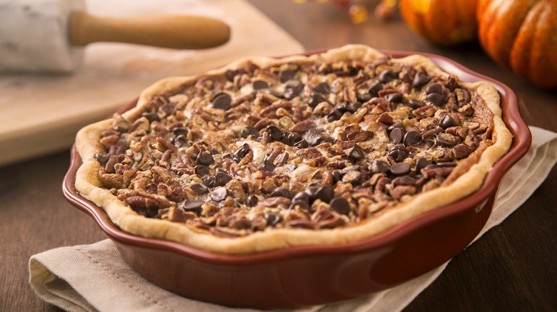 homemade chocolate bourbon pecan pie